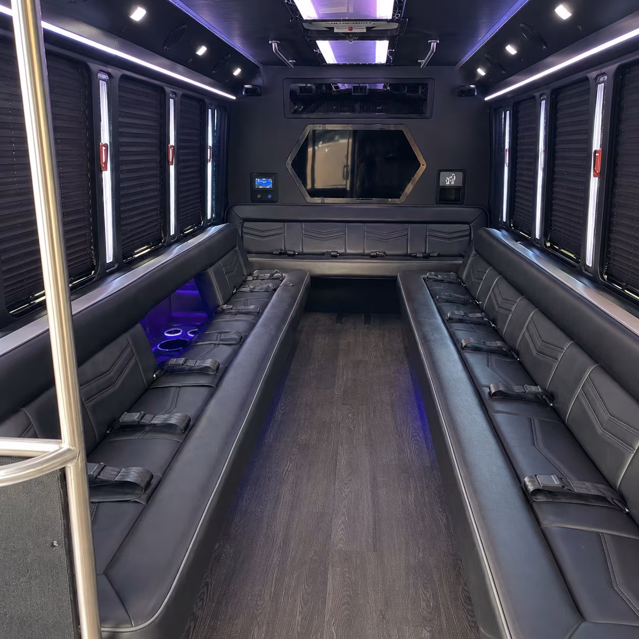 rowlett 18 passenger party bus interior