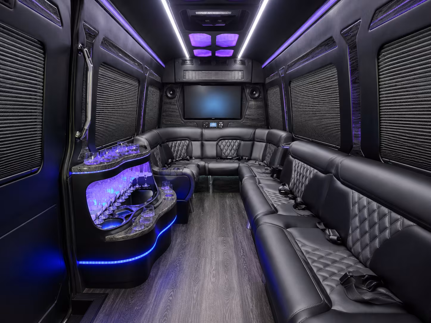 rowlett 30 passenger party bus inside