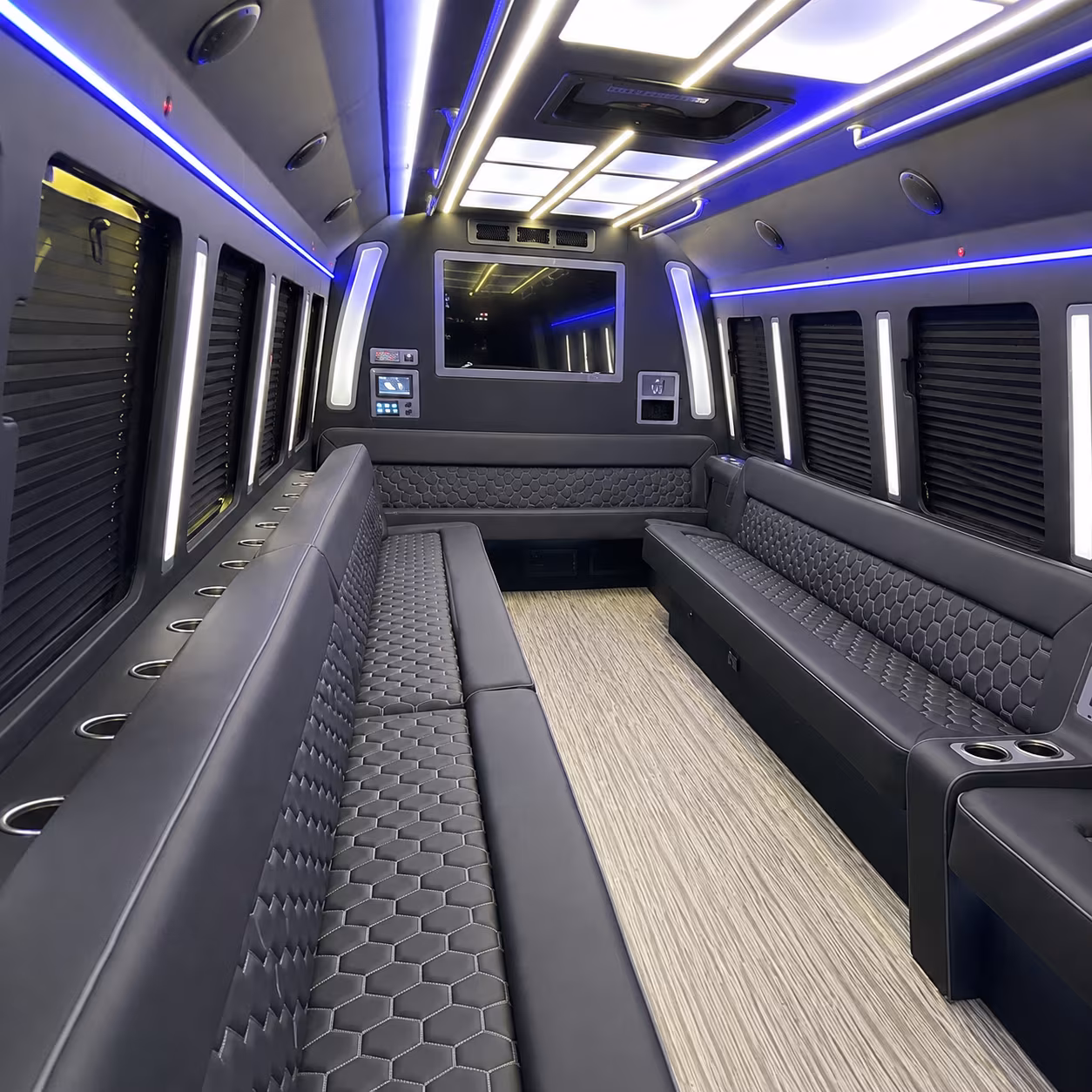 rowlett 40 passenger party bus inside